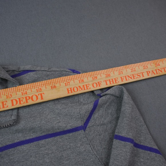 Chaps Mens Log Sleeve Polo Rugby Gray Striped Long Sleeve 1/4 Zip Pullover Shirt - Picture 5 of 10